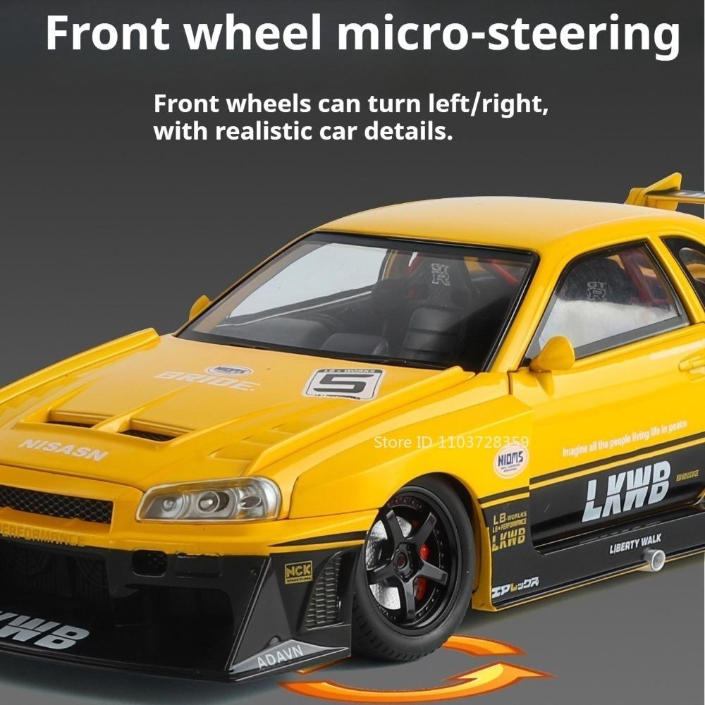 1:24 Skyline Gtr Модель Миниатюрные Спортивные Машинки Игрушки Металлические Литые Двери Открываются Оттяни Назад Амортизация Домашний Декор Суперкары