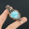 Larimar Gemstone Handmade Pure Copper Wire Wrapped Pendant Jewelry For Thanksgiving