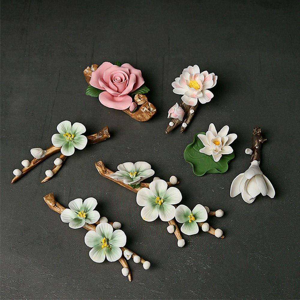 Flower Shape Incense Stick Holder Ceramics Aromatherapy Base Gift Tea Table Oraments Yoga Studios