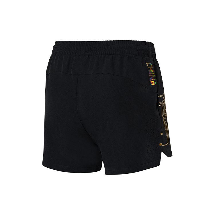 Свободные спортивные шорты Li Ning Ping Pong Series с красочным логотипом и принтом, женские шорты черного цвета AAPR366-1