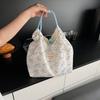 New Niche Broken Flower Canvas Bag Large Capacity Shoulder Bag Underarm Bag Portable Shopping Bag Tote Bag