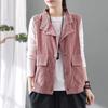 Women's Cardigan Vest Double Corduroy Cardigan Vest Jacket Autumn Winter Lapel Vest Top Vintage