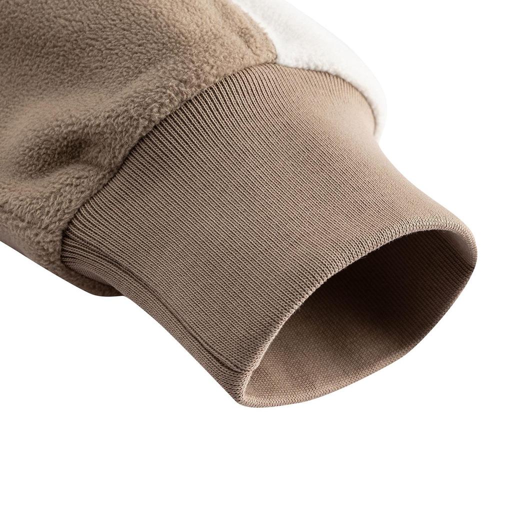ANTA Unisex Color-Blocked Hooded Knit Sweatshirt Light Brown/White 972541705-2