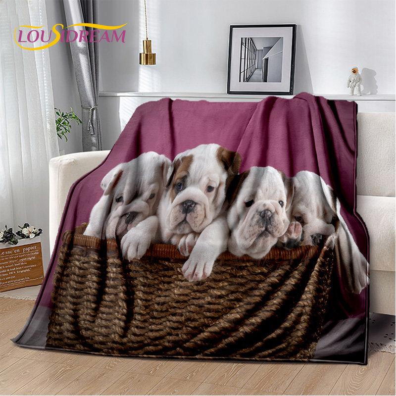 Cartoon French Pit Bull Dog Pet Soft Plush Blanket,Flannel Blanket Throw Blanket for Living Room Bedroom Bed Sofa Picnic Cover