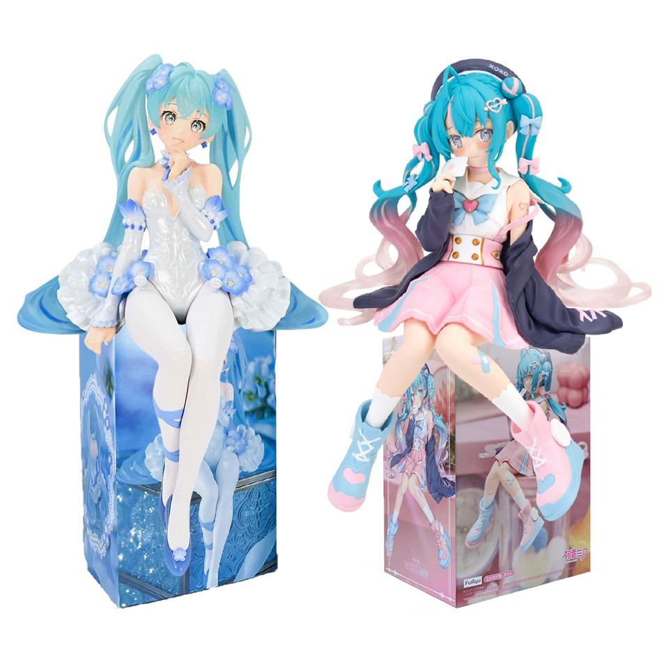 Новые 2 шт. Аниме фигурка Хацунэ Мику Розовый сакура сидячая поза ПВХ Фигурка на шарнирах модель игрушка украшение коллекционные подарки