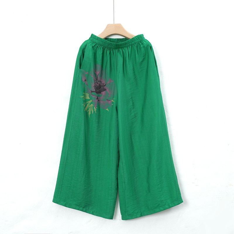 Summer Elastic Waist Wide Leg Pants Thin Print Fashion Women's Pants Straight Leg Oversized Pants