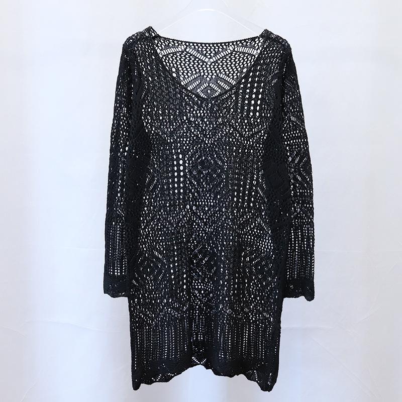 Женское ажурное кружевное вязаное пляжное платье с круглым вырезом и сексуальным платьем