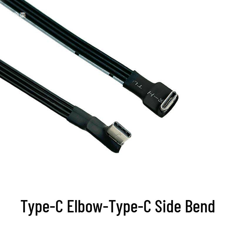 USB-C на C Угловой Адаптер-Кабель PD Зарядное Устройство, Плоский Силиконовый Кабель для Передачи Данных и Мягкая Сетевая Разветвитель для Power Banks