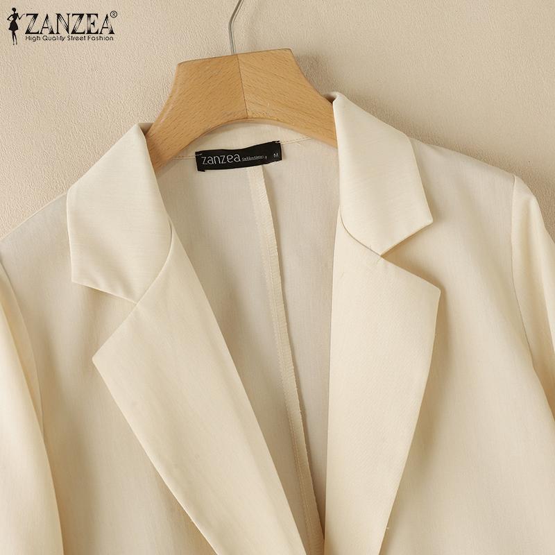 ZANZEA Женский повседневный отложной воротник с рукавом 3/4 свободный кардиган верхняя одежда