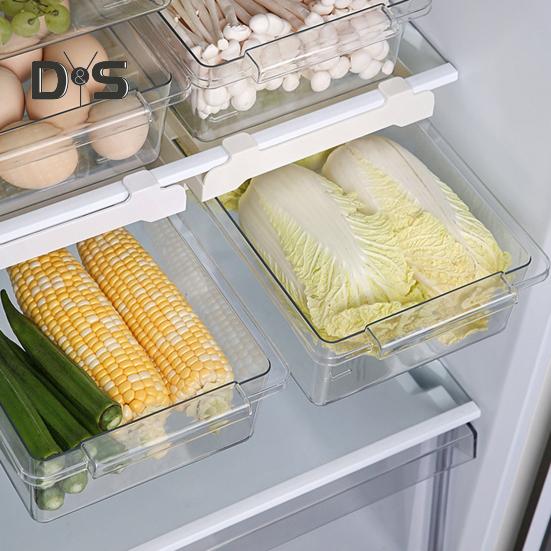 Pull-out Fridge Drawer Organizer Storage Box Large Capacity Easy Installation Transparent Refrigerator Storage Drawer Bin