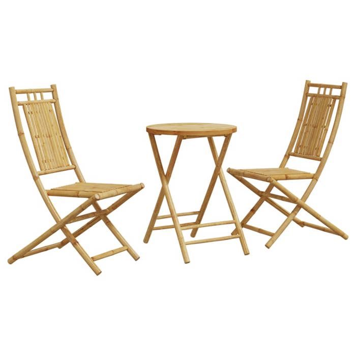VidaXL Ensemble de bistro 3 pcs bambou, ensemble de bistro de jardin, ensemble de balcon, ensemble de meubles d'extérieur 3278534