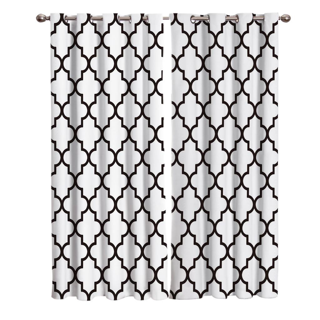 Классические белые и черные геометрические клетчатые современные призматические оконные шторы, шторы для гостиной, декоративные предметы для гостиной