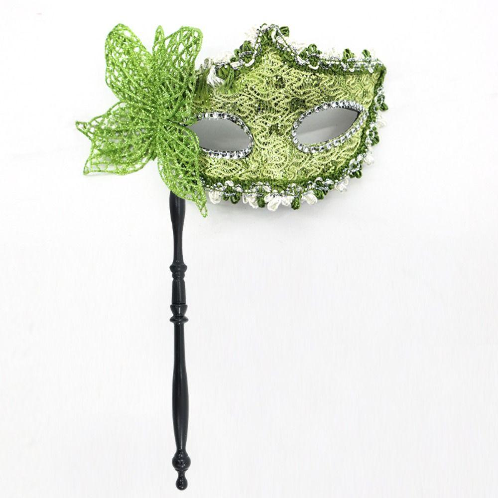 Halloween Dressing Halloween Party Mask with Rod Half Face Cover Butterfly Hand Hold Mask Cosplay Prop Exquisite Masquerade Mask
