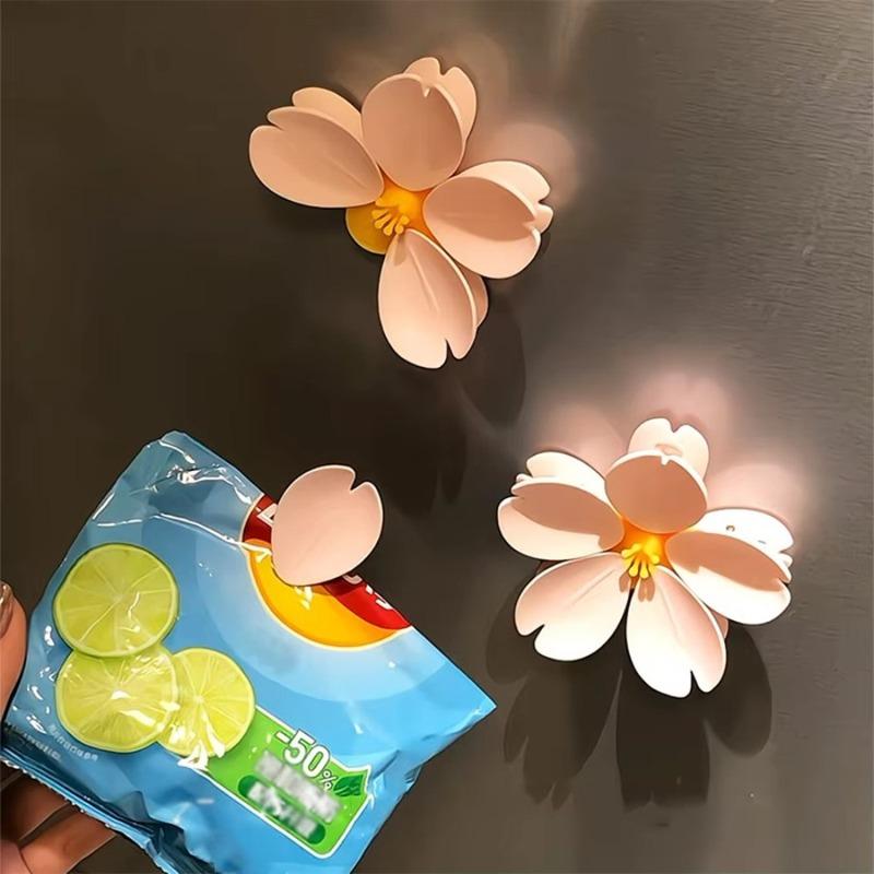 Магнитные зажимы для пакетов Sakura, зажимы для герметика для еды, сохраняющие свежесть, многоразовые зажимы для чипсов с магнитом на холодильник, милые подарки для дома и офиса с цветущей вишней