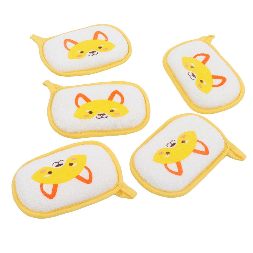 5pcs Baby Bath Brush Soft Sponge Cartoon Pattern Multipurpose Kids Bath Cotton Brush for Babies