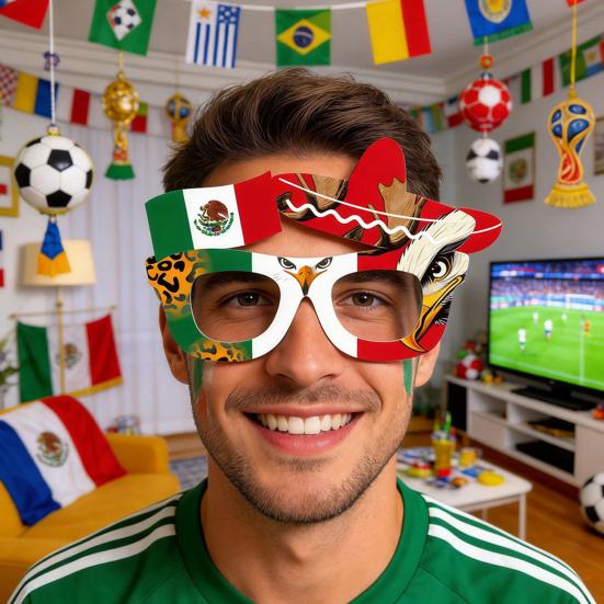 2026 Football Game Glasses Novelty Soccer Themed Party Eyeglasses National Flag Eyewear for Sports Party Favors Photo Props