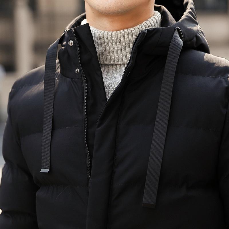 Мужская зимняя утепленная повседневная теплая куртка средней длины с капюшоном