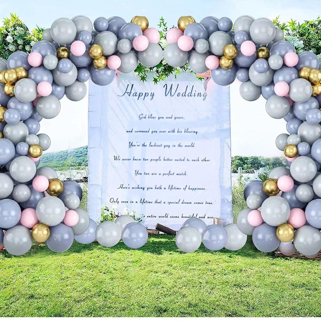 Мака Сине-серый Латексный шар, Металлик Золотой Светло-розовый Детская Тематическая Вечеринка по случаю Дня рождения Принадлежности Украшение