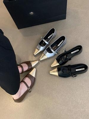 Модные женские туфли-лоферы смешанного цвета, черные, серебристые, коричневые, с пряжкой на ремне, на низком каблуке, без застежек, женские туфли Мэри Джейн, размер 35-39