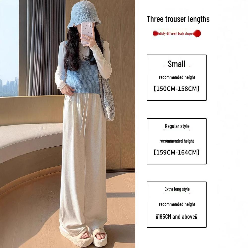 Брюки с высокой талией и широкими штанинами из мягкой пуховой ткани для женщин, повседневный стиль для весны и осени