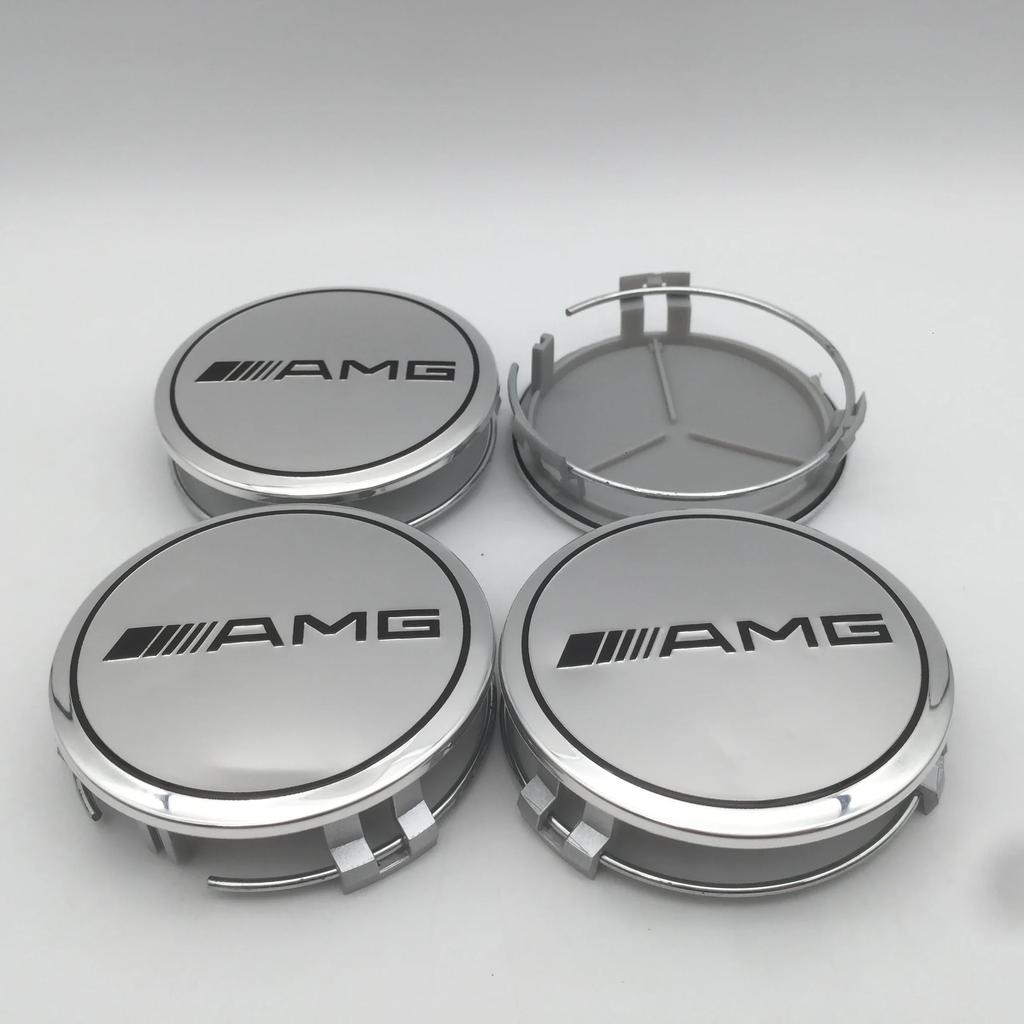 For Mercedes Benz 4pcs 3D 75mm For Mercedes Benz AMG Car emblem Wheel hub Center Cap Badge covers sticker Decals Styling accesso