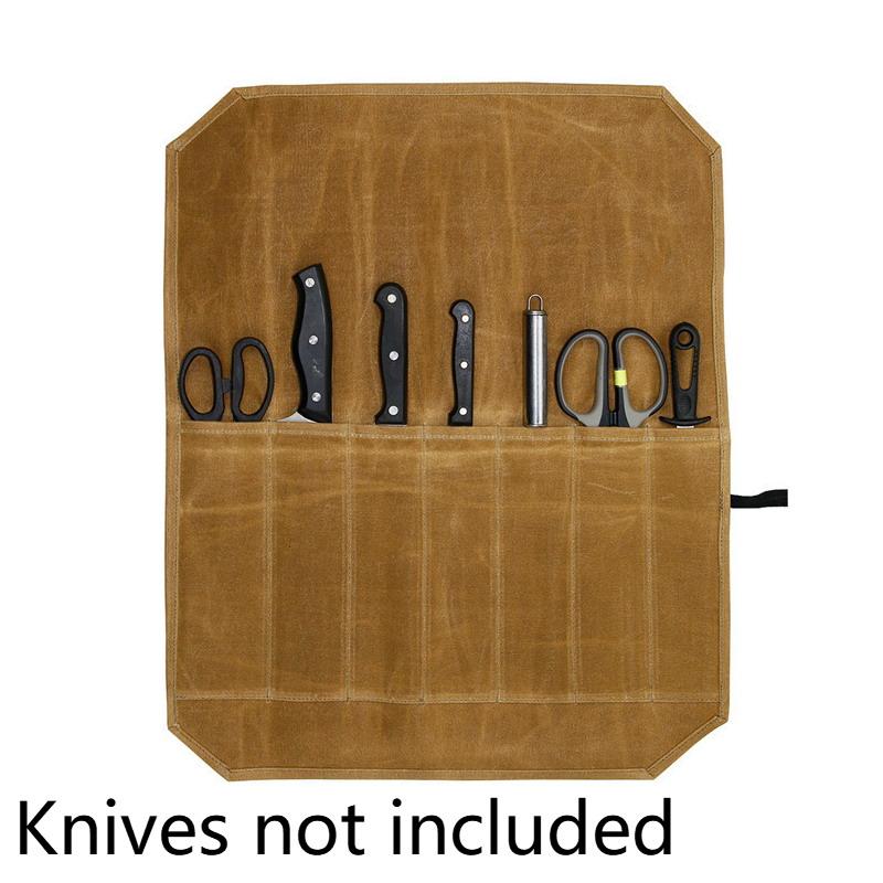 Canvas Knife Roll Bag Portable Lightweight Chef Knife Storage Carrier 1Pcs Suitable for Home Kitchen Camping Trip
