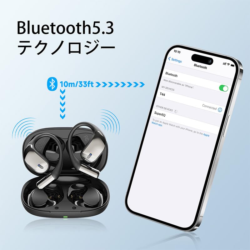 Беспроводные наушники SuperEQ T44 Bluetooth 5.3, 40-мм динамики, 40 часов воспроизведения, 4 микрофона с ENC, водонепроницаемость IPX4, сенсорное управление и быстрая зарядка