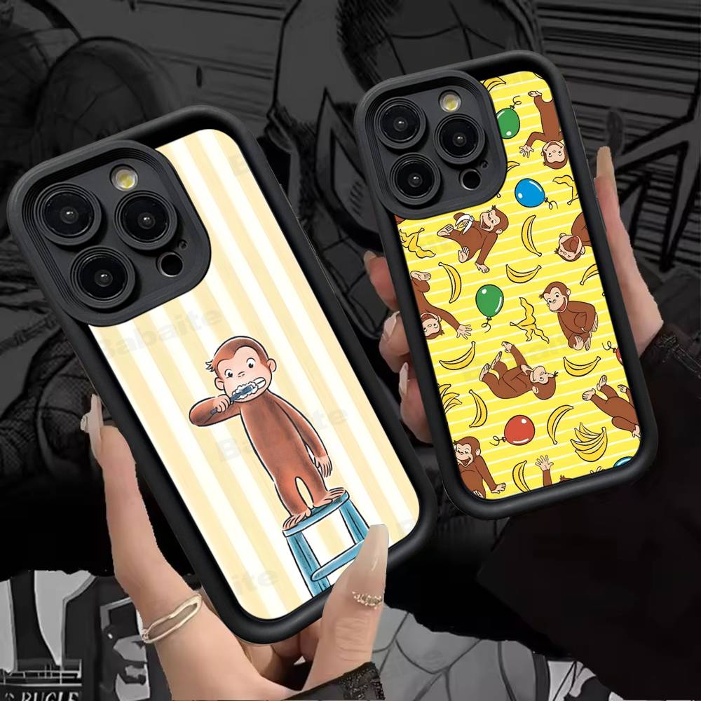 Cute C-Curious G-George Monkey TPU Phone Cover For iphone 17 16 15 14 13 12 11 Pro Max Plus Case Cover