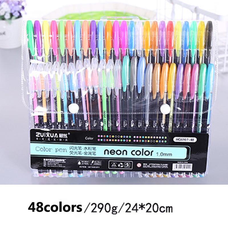 12/16/18/24/36/48x цветная гелевая ручка, блестящие чернильные ручки для скрапбукинга, ручки для взрослых, рисование, ремесло, искусство