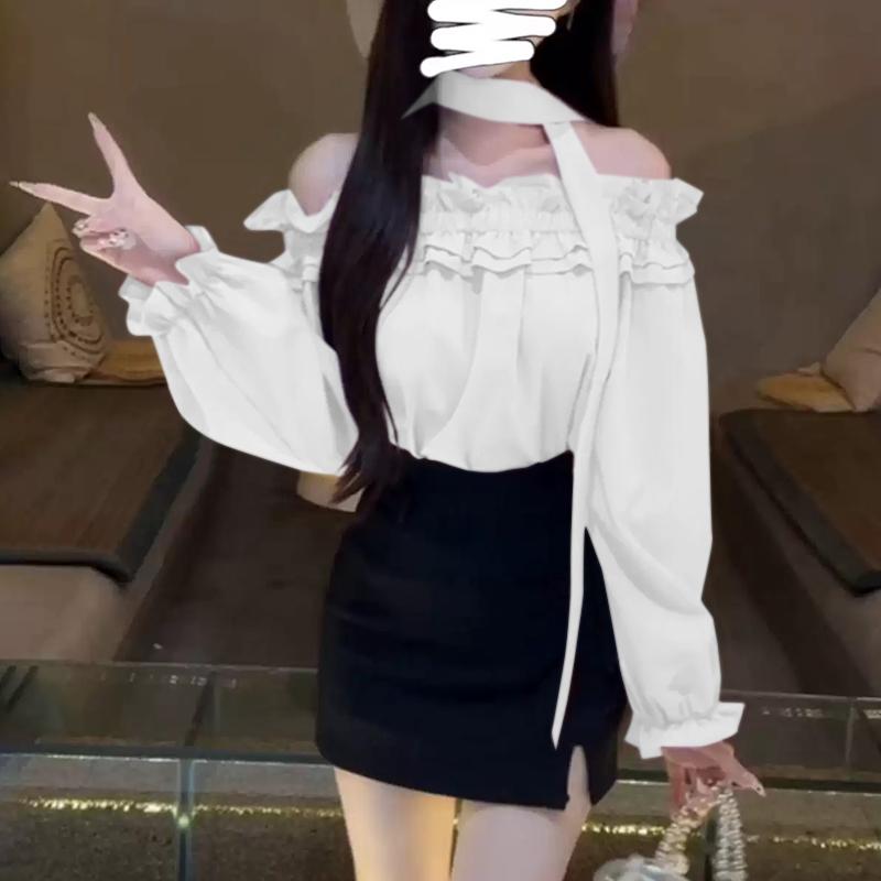 VONDA Женские летние блузки с открытыми плечами и оборками-фонариками с длинным рукавом