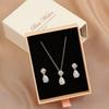 ZAKOL Delicate Water Drop Cubic Zirconia Jewelry Set Fashion White Color Earrings Necklace for Women Anniversary SP272