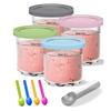1-4Pcs Ice Cream Pints Cups For NIN JA CREAMI NC300s Series Ice Cream Maker Replacements Storage Jar With Sealing Lids Spoon Set