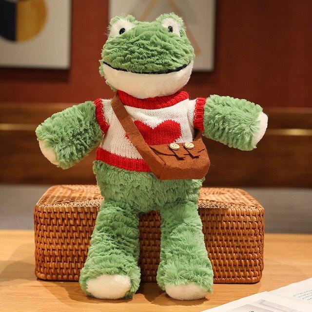 36 см кавайная плюшевая плюшевая лягушка с улыбкой, милая одежда, плюшевые куклы-лягушки, пушистая подушка с животными, детский рождественский подарок