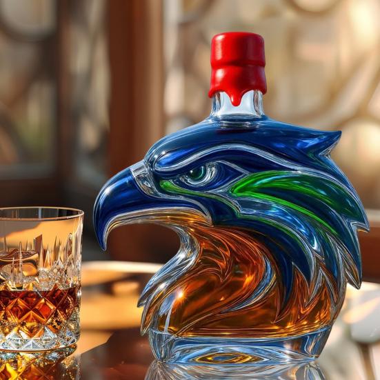 Eagle Head Whiskey Bottle Unique Glass Decanter 3D Liquor Container for Whiskey Wine Cocktails Coffee