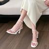 Летние новые женские босоножки из искусственной кожи, однотонные, элегантные, с узким ремешком, для вечеринки, Zapatos 2024, модные, для сцены, для подиума, на шпильках