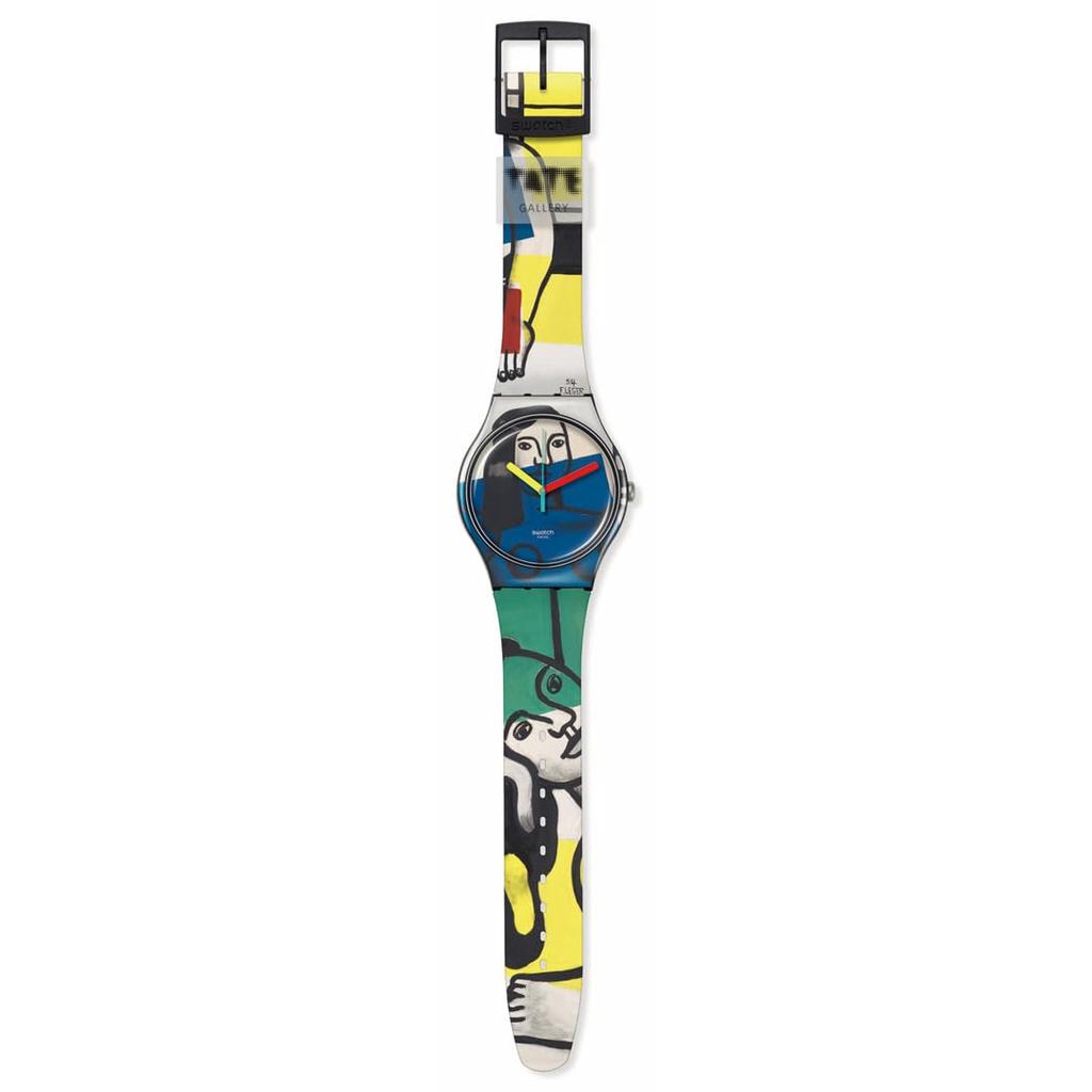 Swatch ДВЕ ЖЕНЩИНЫ С ЦВЕТАМИ SUOZ363 Черные Наручные часы LEGER'S