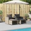 5 Piece Garden Sofa Set with Cushions Stackable Light Grey Poly Rattan