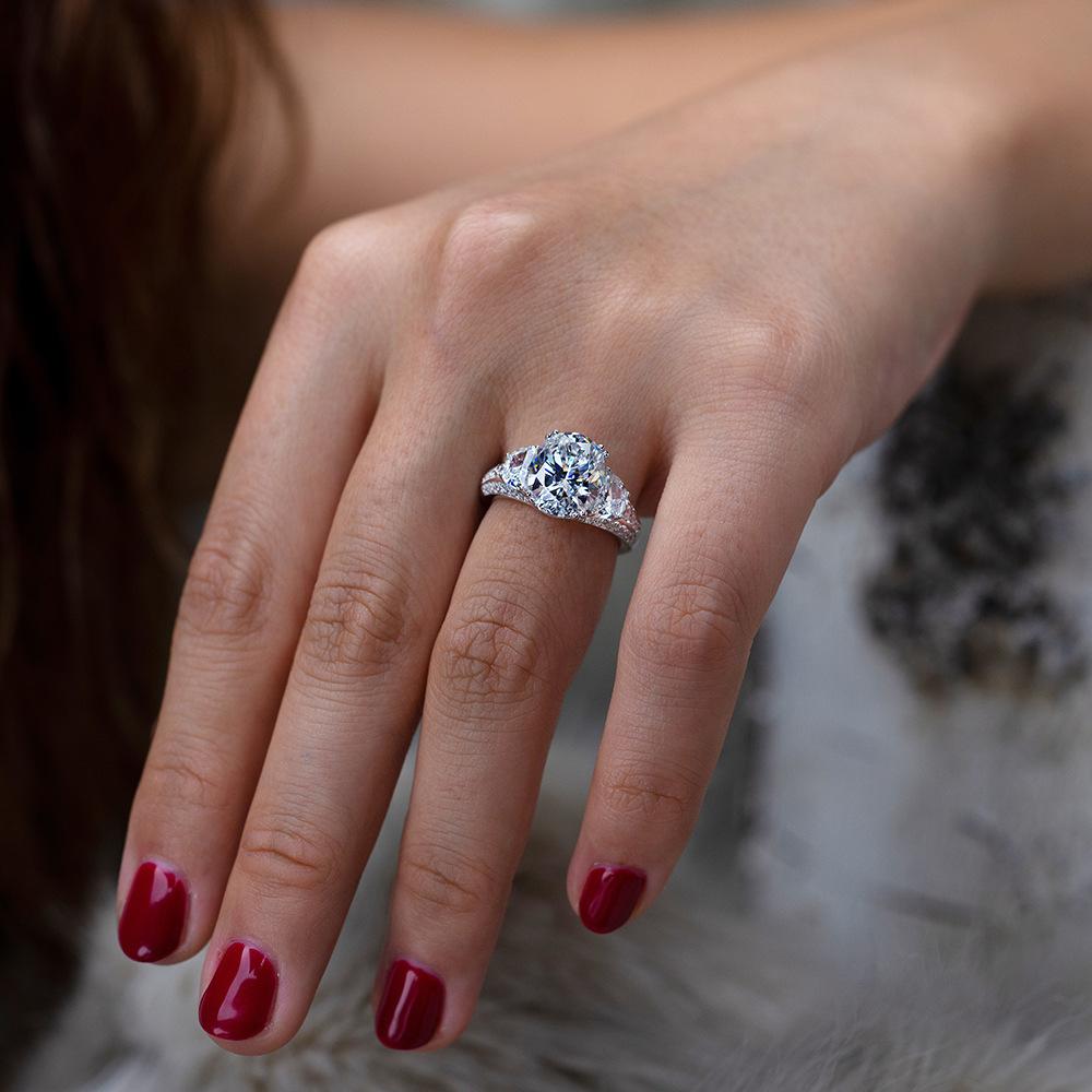 Tancise Oval 9 * 11 Artificial Aquamarine 7 Carat Women's S925 Sterling Silver Gift Luxury Noble Ring