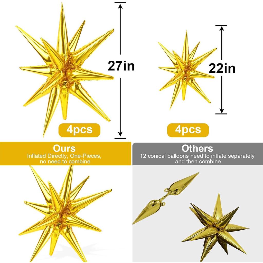 8 шт. шаров-звезд, огромные золотые шары-звезды из алюминиевой фольги для дня рождения, детского праздника, свадьбы, девичника