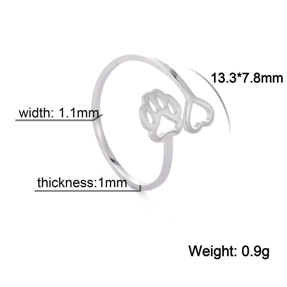Cazador Adjustable Hollow Cute Dog Cat Paw Stainless Steel Ring Love Heart Women's Ring Jewelry Birthday Party Gifts 2026 Trend