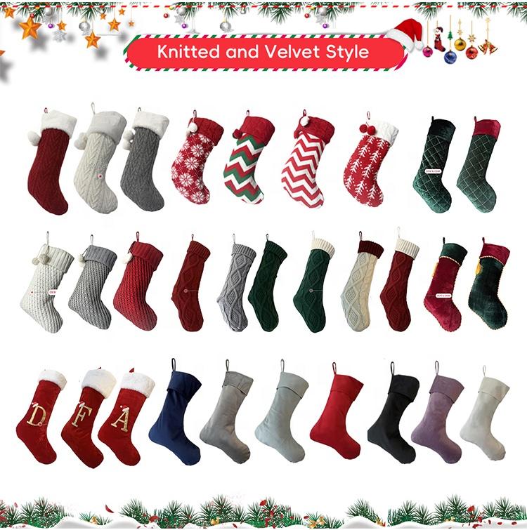 Hot-Selling Three-Dimensional Polyester Christmas Stocking Gift Bag Apple Bag Tree Hanging Ornaments Decorations 48x28x3cm