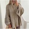 Fashion Loose Sweater for Women O-neck Metal Button Cardigan Single Breasted Autumn Winter Casual Coat Female Outfit Tops