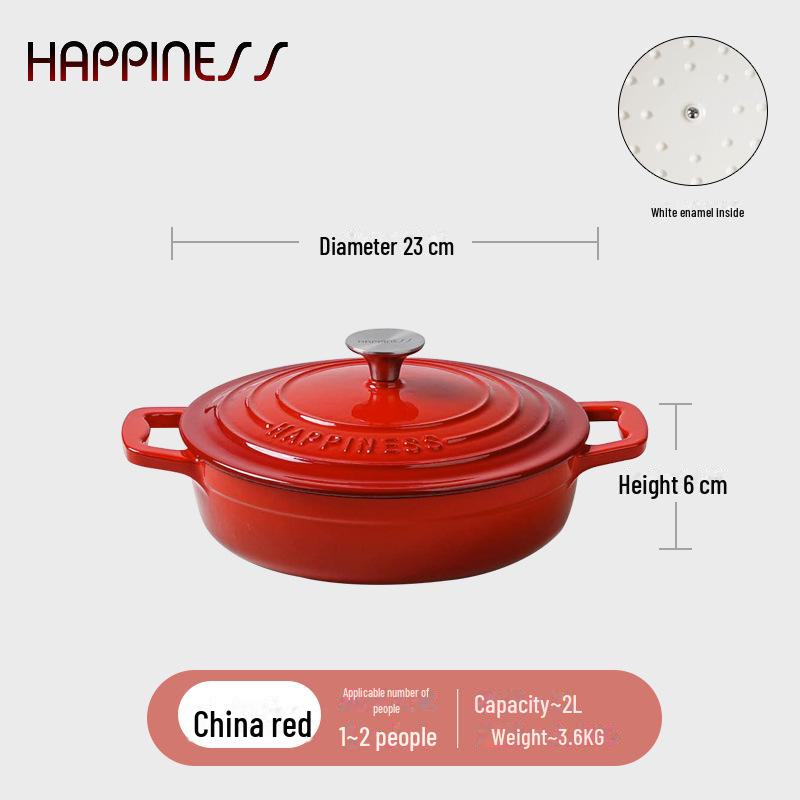 Little Happiness Многофункциональная чугунная эмалированная кастрюля для рагу, морепродуктов и супа — совместима с индукцией