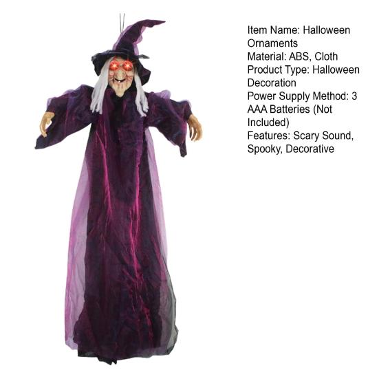 Украшение летающей ведьмы на Хэллоуин, наружная подвесная статуя ведьмы со светом, большая кричащая ведьма, реквизит для декора газона в саду и дворе