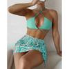 New Fashion Bikini Gather Solid Color Split Three-piece Beach Swimsuit Fashionable and Sexy