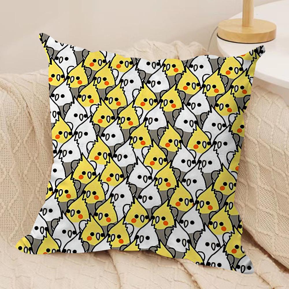 Cute Cockatiel Cushion Cover Silky Short Plush DoubleSided Printed Pillow Case for Sofa All Seasons Home Decor Gift