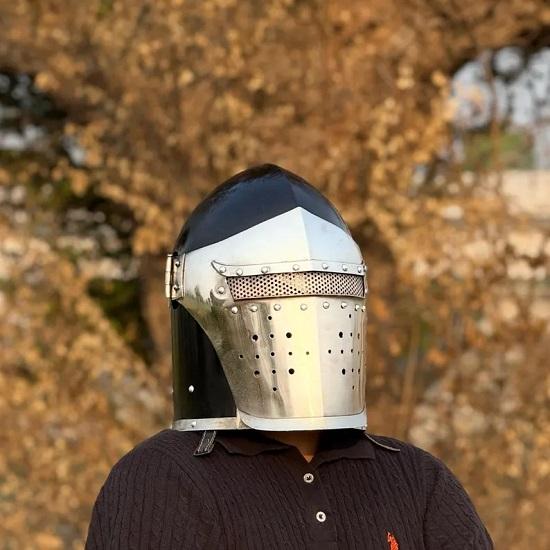 Шлем с забралом Барбута Средневековый рыцарский доспех Стальной шлем LARP Косплей Костюм на Хэллоуин Шлем воина Барбута Лучший подарок