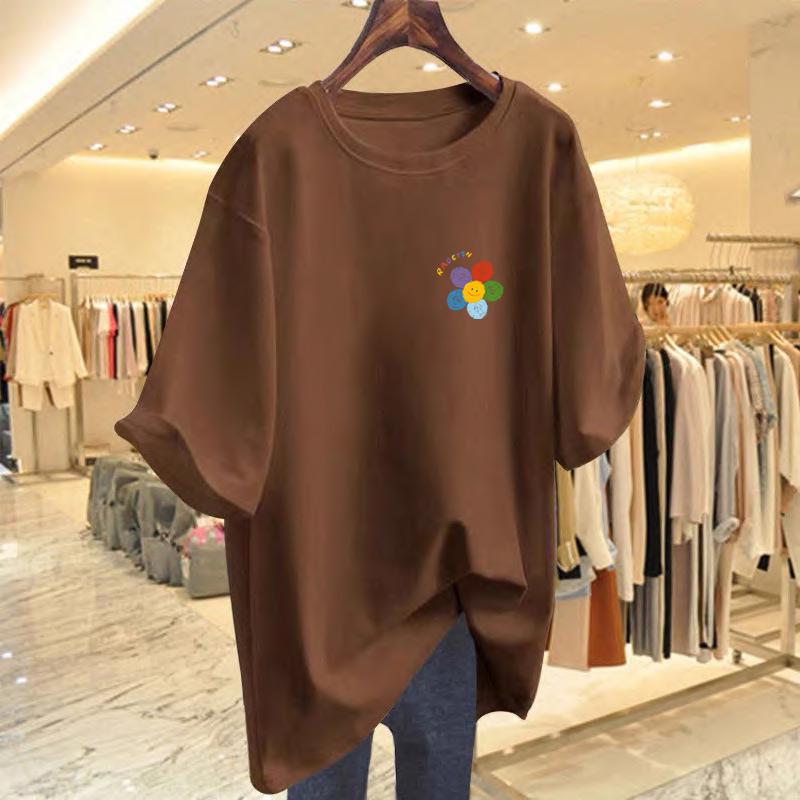 Женская летняя футболка свободного кроя белая с круглым вырезом и короткими рукавами