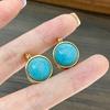 Винтажные двухсторонние круглые бирюзовые серьги-кольца для женщин, помолвочные серьги, свадебные аксессуары, ювелирные изделия в стиле бохо