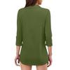 Women's Fashion Casual Lapel Short 3/4 Sleeve Solid Color Shirt Women's V-Neck Tops